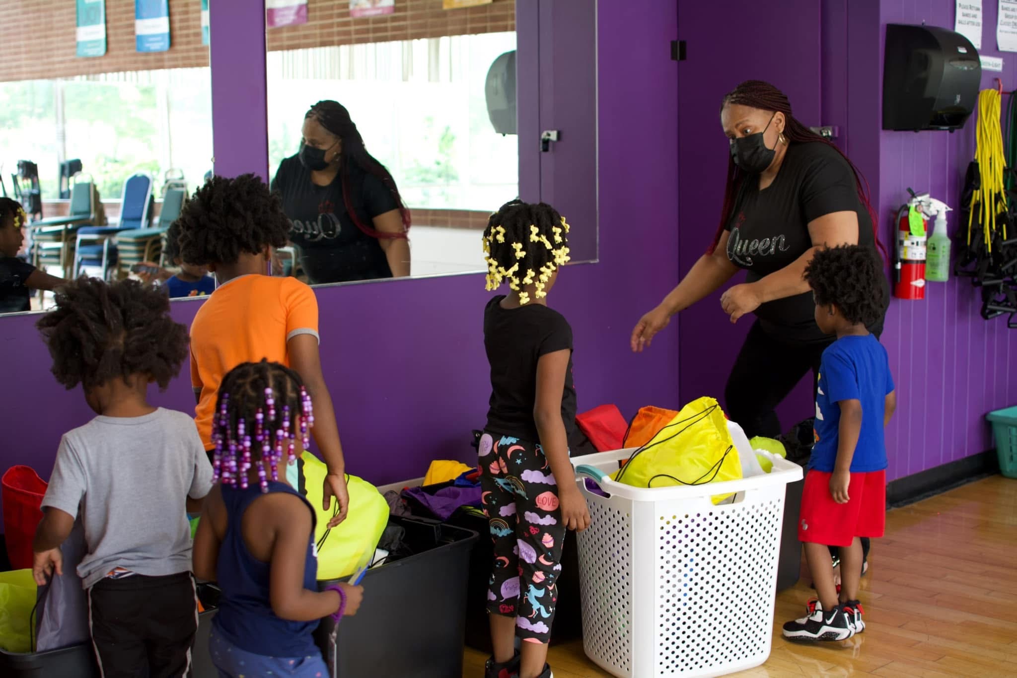 Children receiving supplies